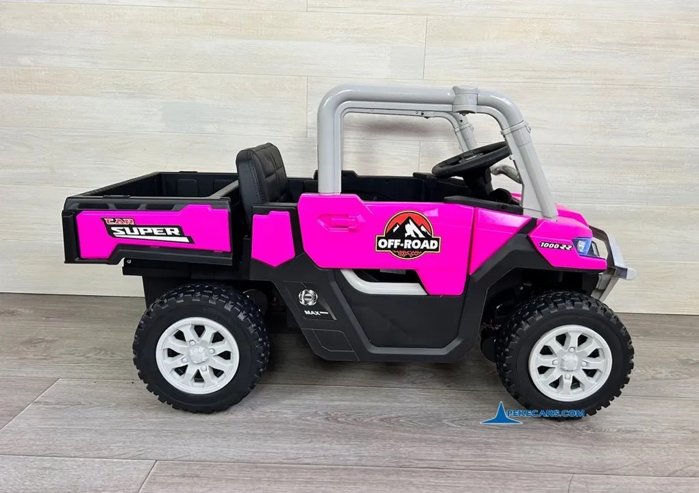 Carro elétrico para crianças 1 a 6 anos 12V 4x4 Buggy 1000RR rodas borracha e controlo remoto Rosa