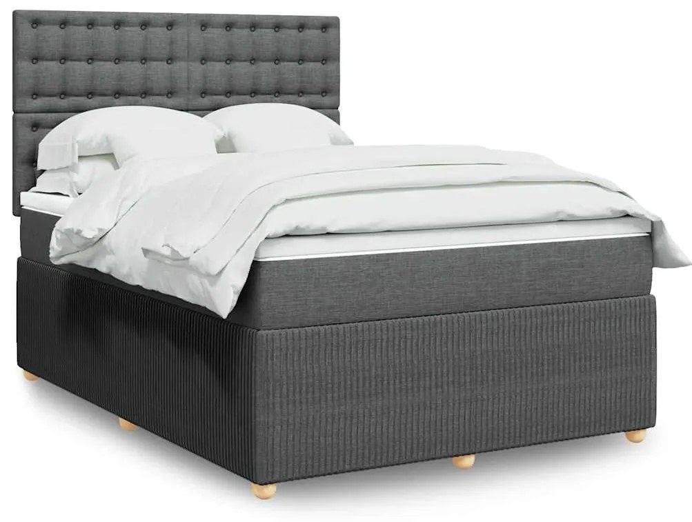 Cama com molas/colchão 140x190 cm tecido cinzento-escuro