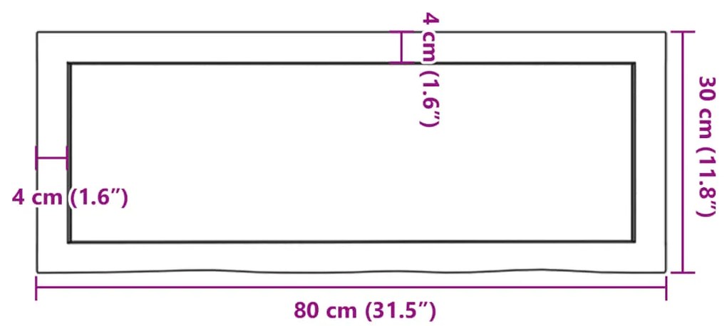 Prateleira de parede 80x30x(2-4) cm carvalho maciço não tratado