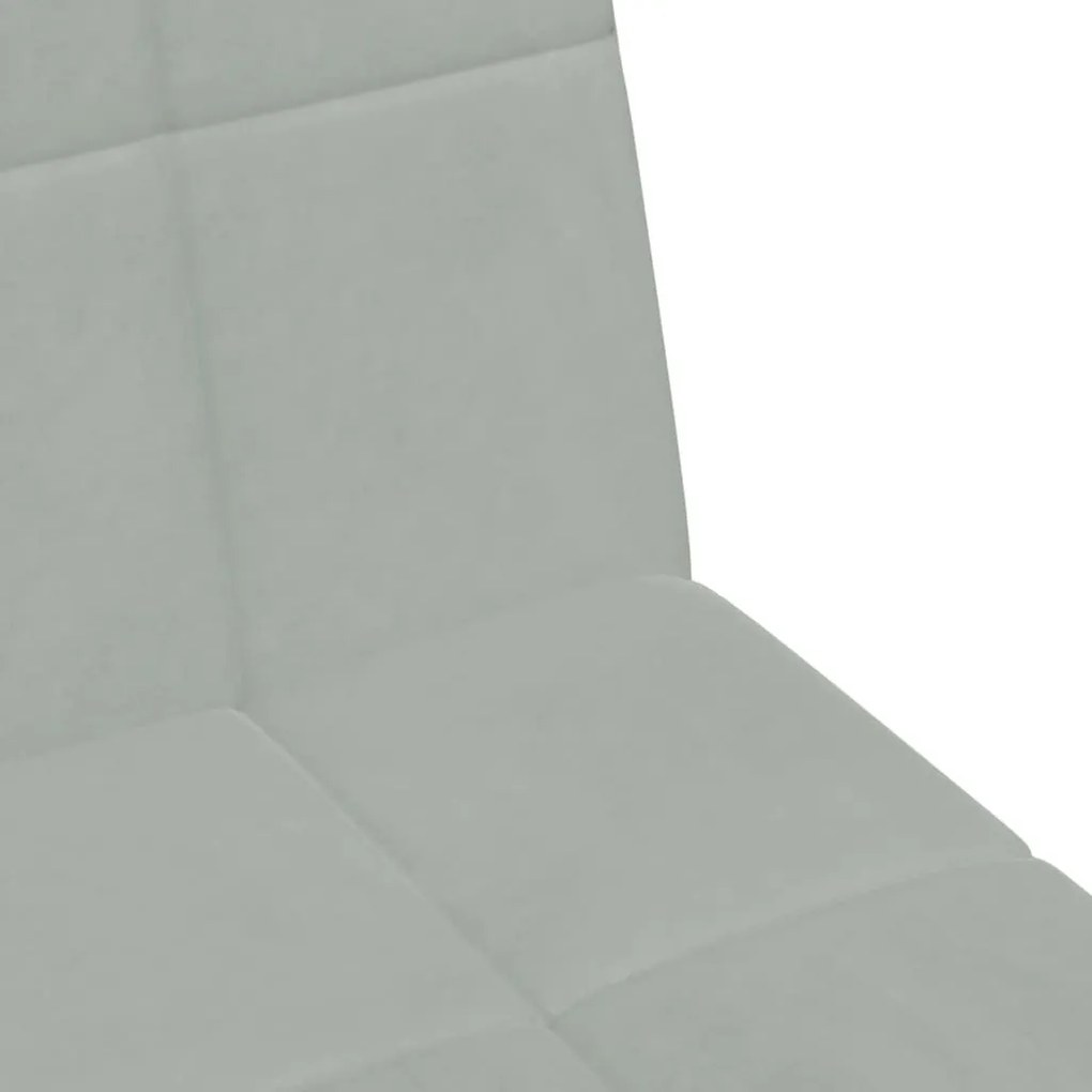 Sofá-cama 2 lugares c/ apoio de pés veludo cinza-claro