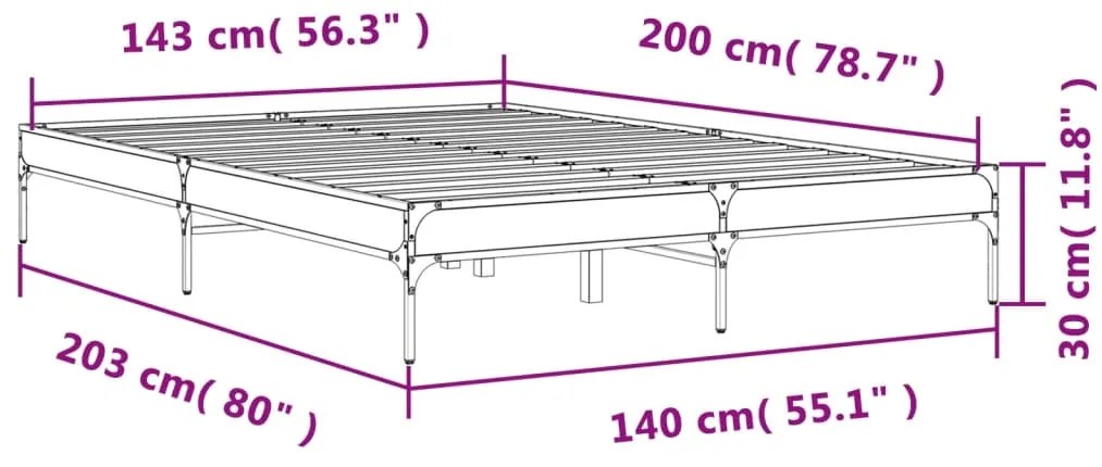 Estrutura de cama 140x200 cm derivados madeira/metal