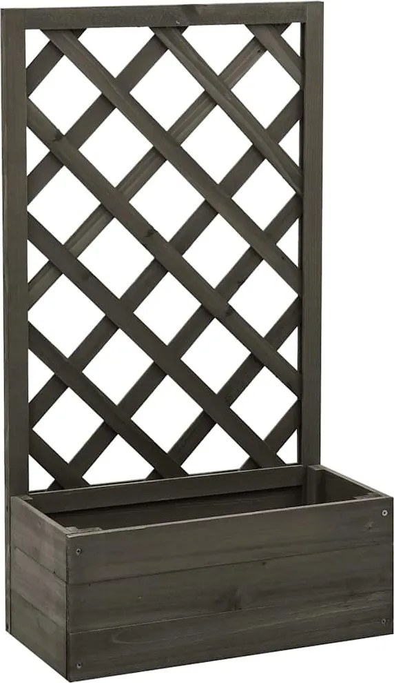 314831 vidaXL Vaso com treliça para jardim 50x25x90 cm abeto maciço cinzento