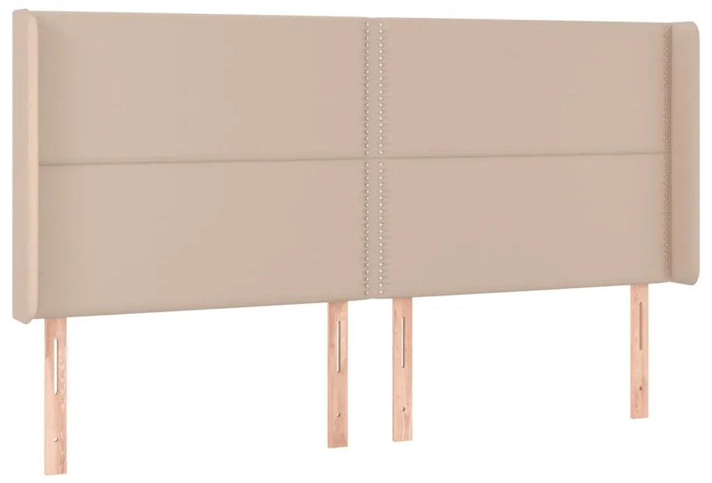 Cama box spring c/colchão/LED 180x200cm couro artif. cappuccino