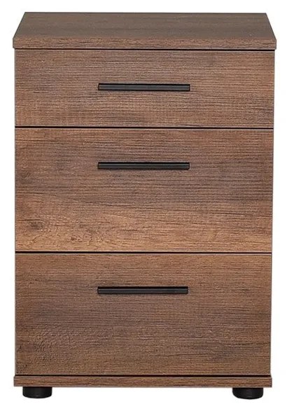 Mesa de Cabeceira "Athena" - Nogueira - 40x57x39cm - 3 Gavetas - Desig