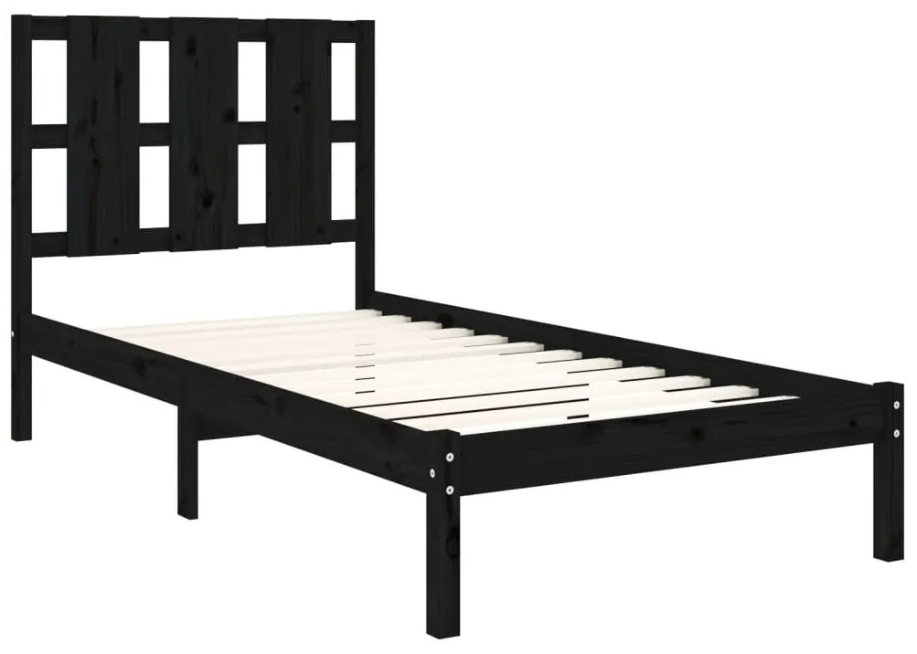 Estrutura cama pequena solteiro 75x190 cm madeira maciça preto