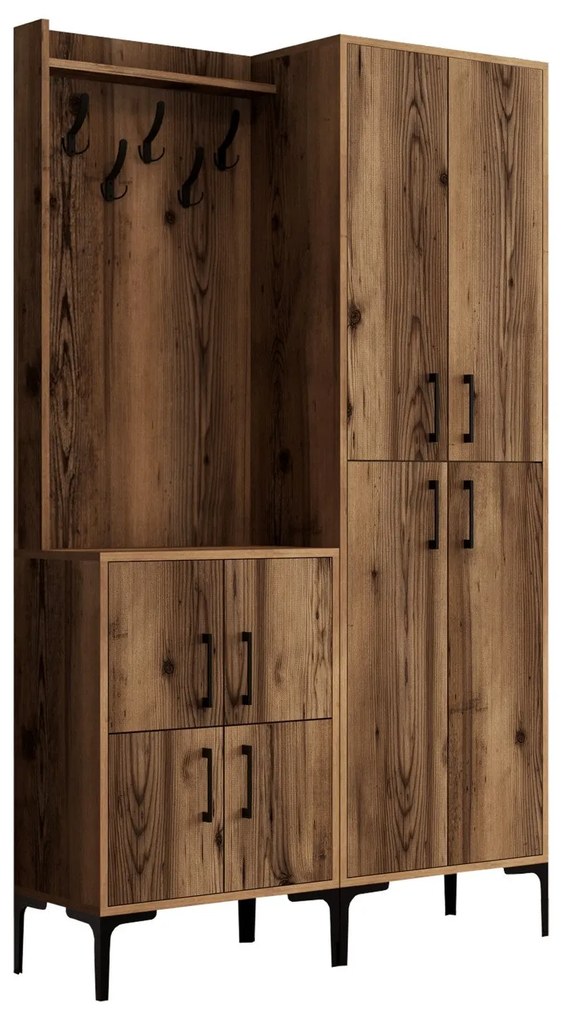 Hall Stand Berlin BA – Walnut – 120 cm x 200 cm x 35 cm