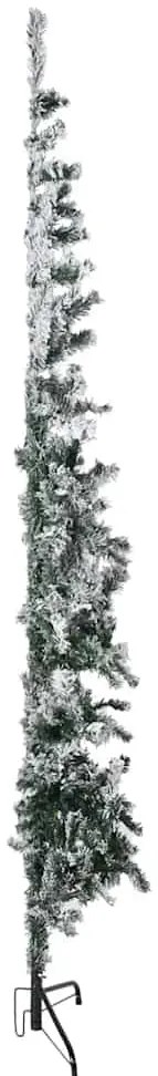 Meia árvore de Natal fina com flocos de neve 240 cm