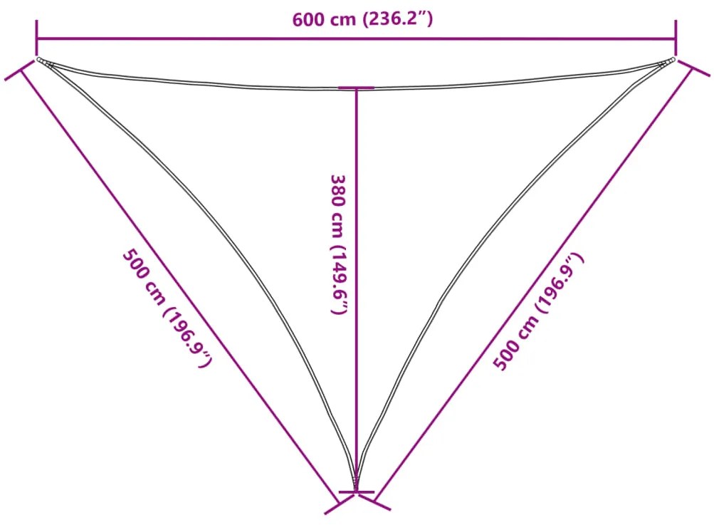 Para-sol estilo vela tecido oxford triangular 5x5x6 m branco