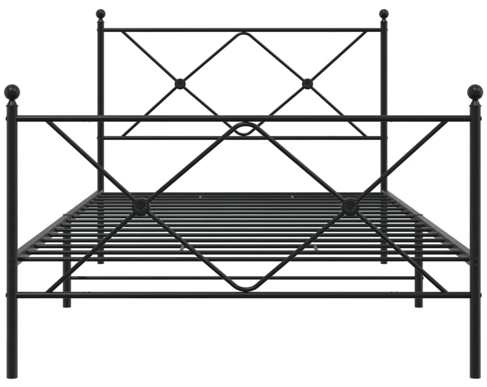 Estrutura de cama com cabeceira e pés 100x190 cm metal preto