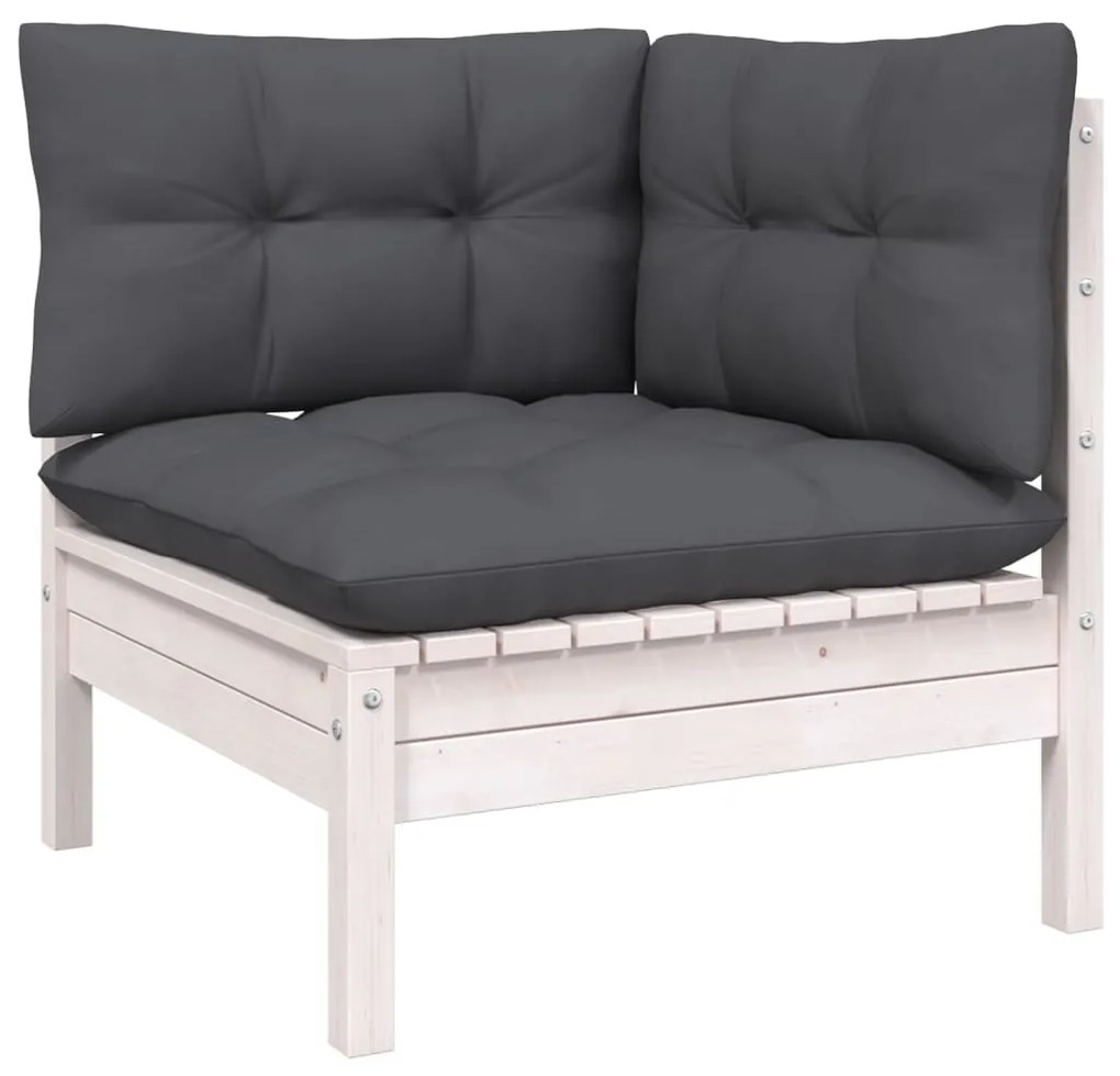 5 pcs conjunto lounge de jardim c/ almofadões pinho branco