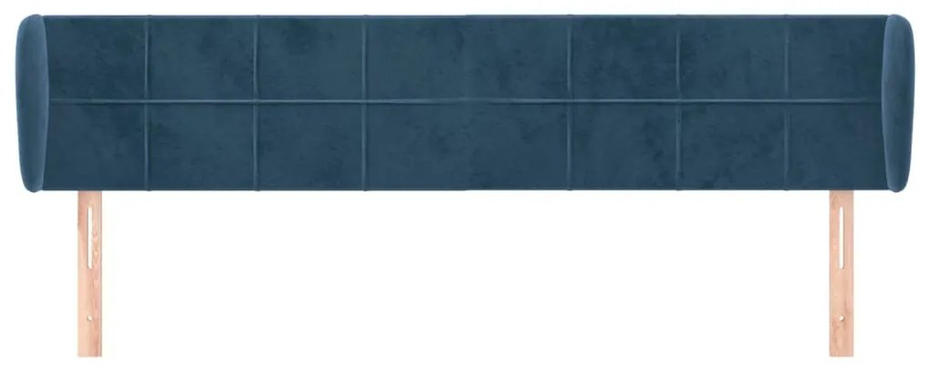 Cabeceira de cama c/ abas veludo 183x23x78/88cm azul-escuro