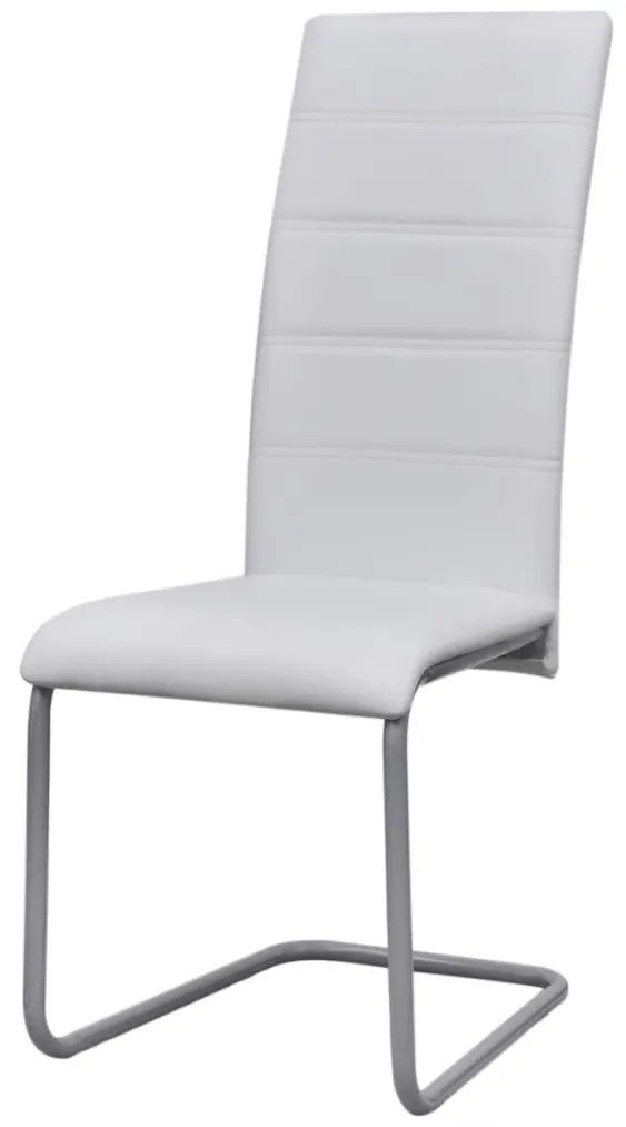 Cadeiras de jantar cantilever 4 pcs couro artificial branco