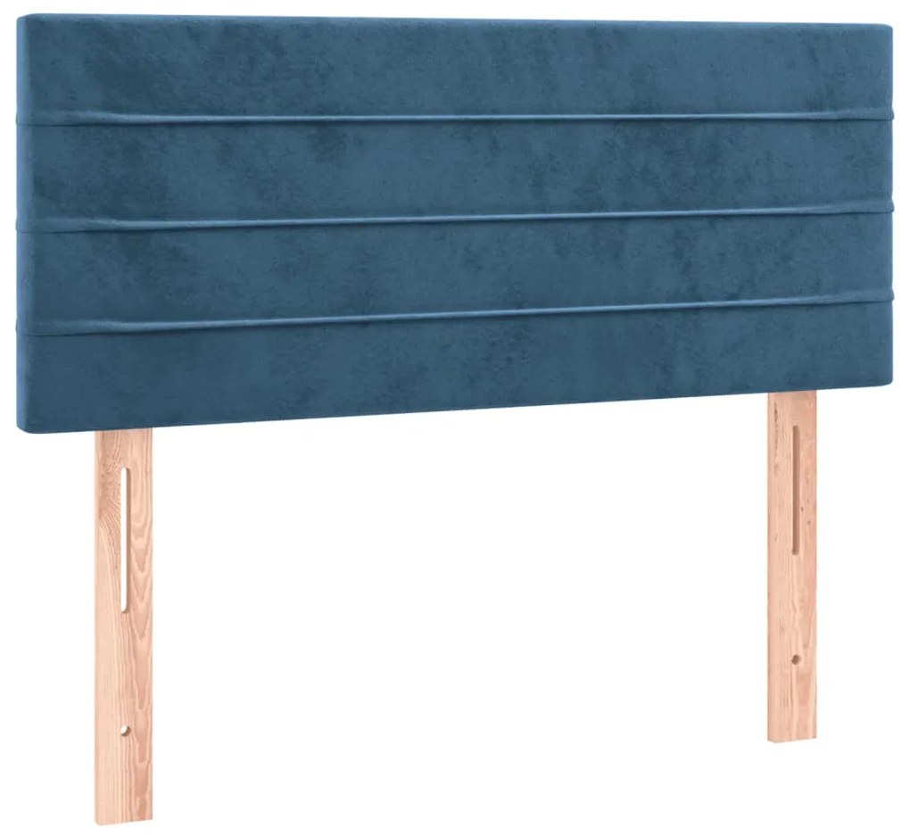 Cama boxspring com colchão 120x190 cm veludo azul-escuro