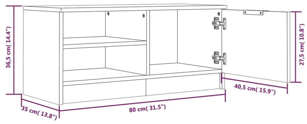 Móveis de TV 2 pcs 80x35x36,5 cm madeira proc. carvalho fumado