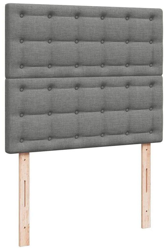 Cama box spring c/ colchão e LED 120x190 cm tecido cinza-escuro
