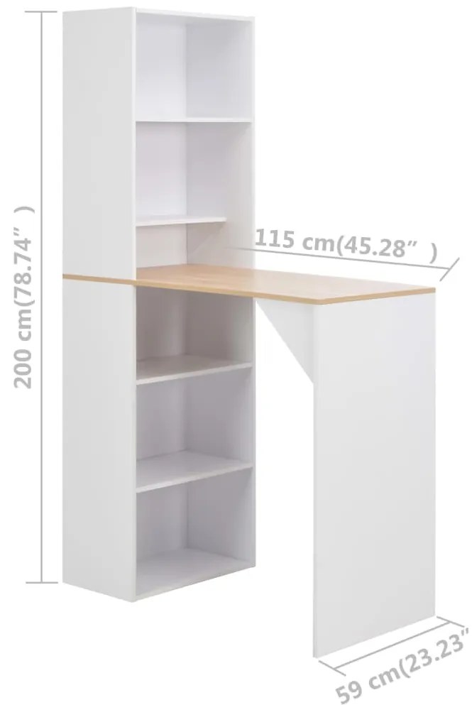 Mesa de bar com armário 115x59x200 cm branco
