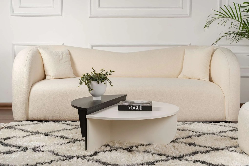 Mesa de Centro Orion – Branco Madeira – 90x30x60 cm / Preto Madeira –