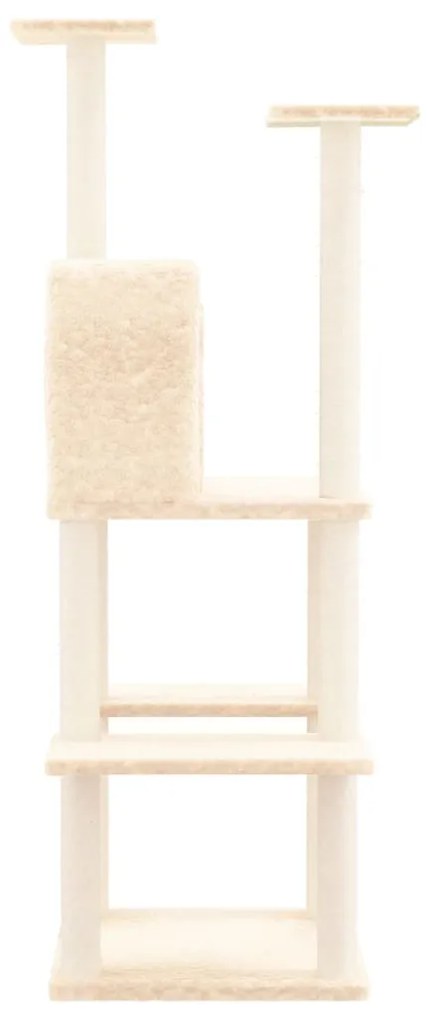 Árvore p/ gatos c/ postes arranhadores sisal 144,5 cm cor creme