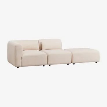 Sofá Modular De Canto De 2 Peças Com Pufe Fogler Chenille Creme Bege - Sklum