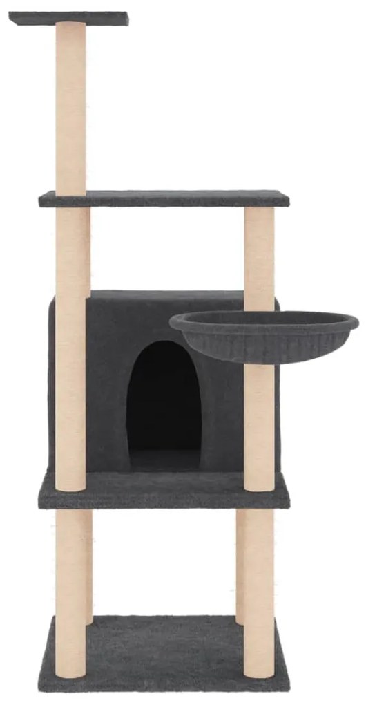 Árvore p/ gatos c/ postes arranhadores sisal 132cm cinza-escuro