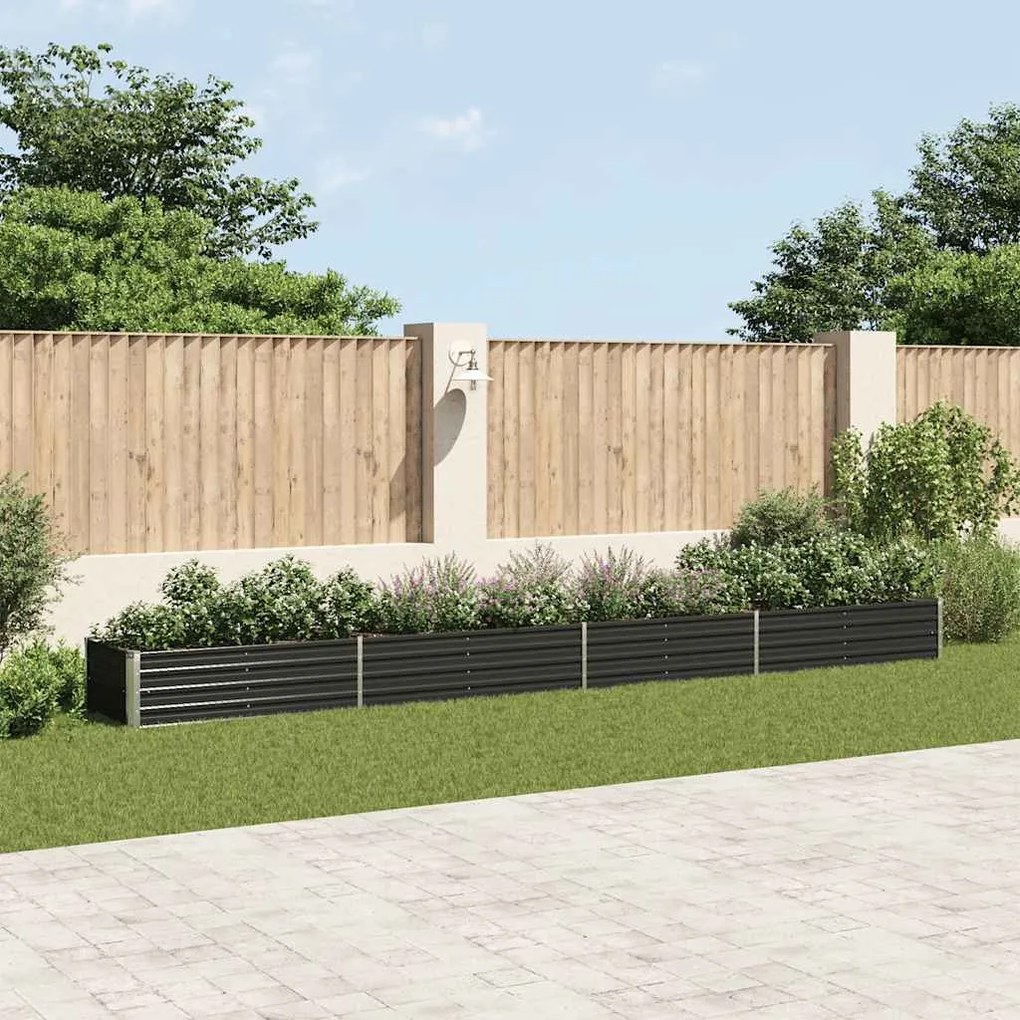 Canteiro elevado jardim aço galvanizado 600x80x45 cm antracite