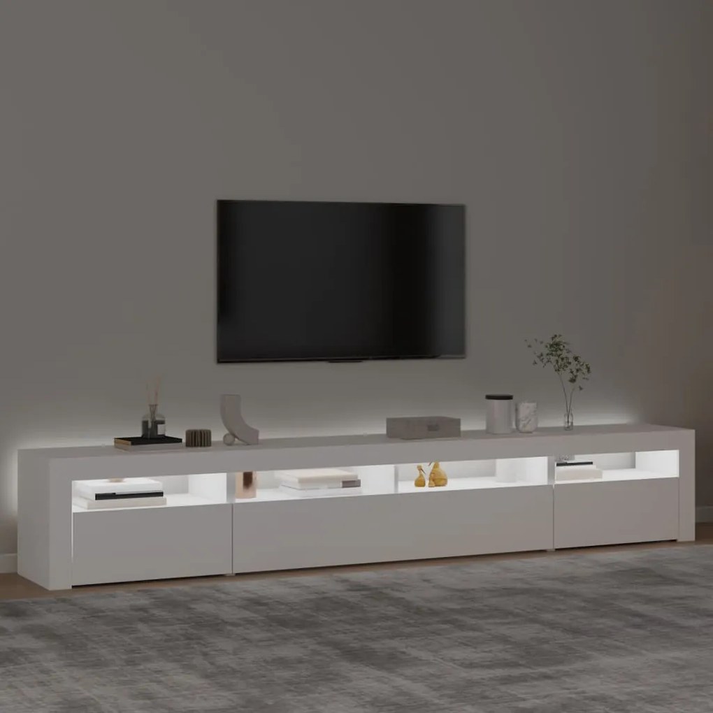 Móvel de TV com luzes LED 240x35x40 cm branco