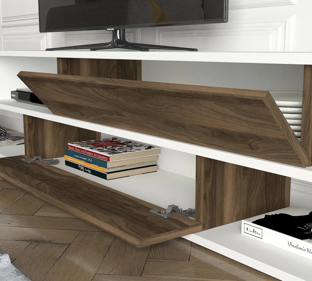 Unidade de TV Manyetik – Branco, Nogueira – 176x39,6x31,5 cm | Tribo H