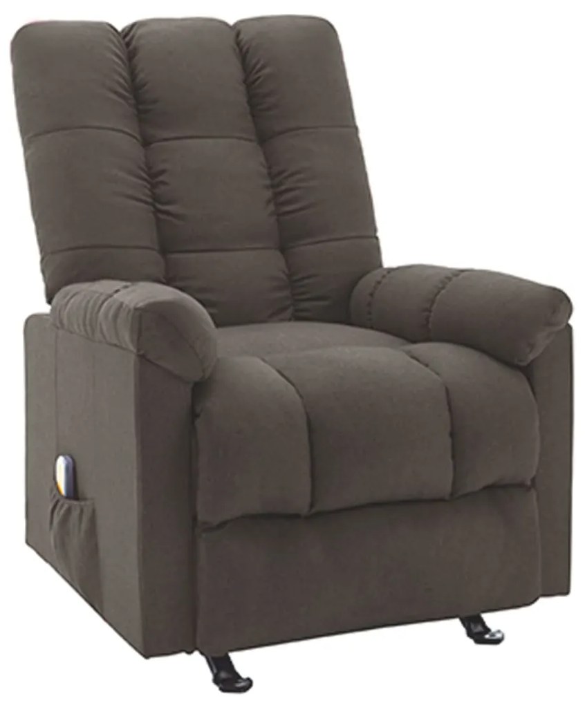 321418 vidaXL Poltrona de massagens reclinável tecido cinzento-acastanhado