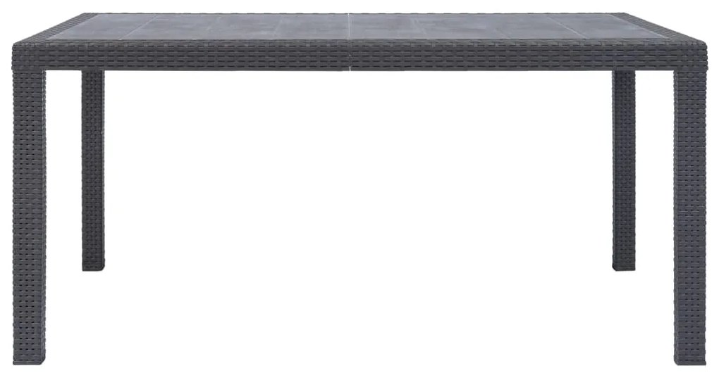 Mesa de jardim 150x90x72 cm plástico castanho c/ aspeto de vime