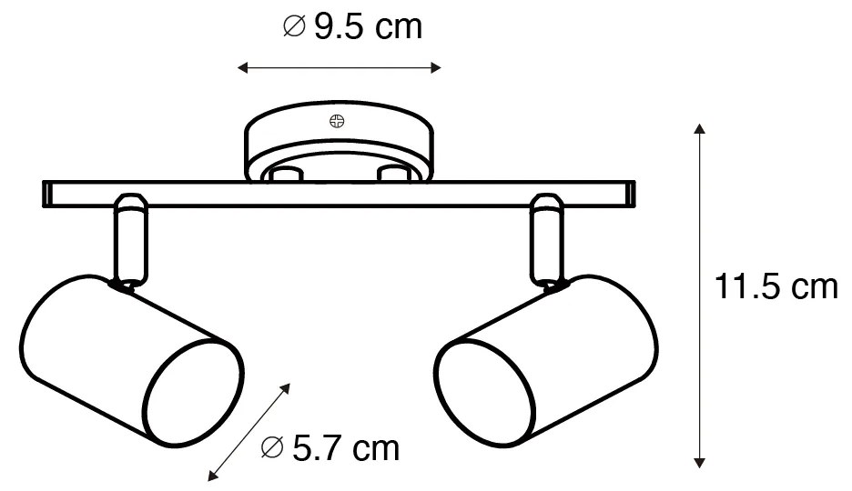 Foco moderno preto com madeira inclinável 2 luzes - Jeana