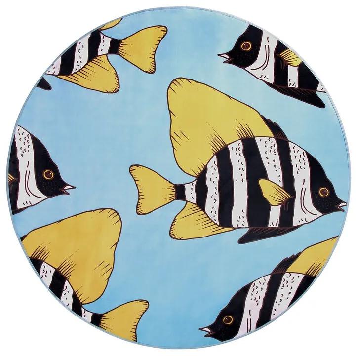 Tapete redondo ⌀ 140 cm padrão peixes FIZME Beliani