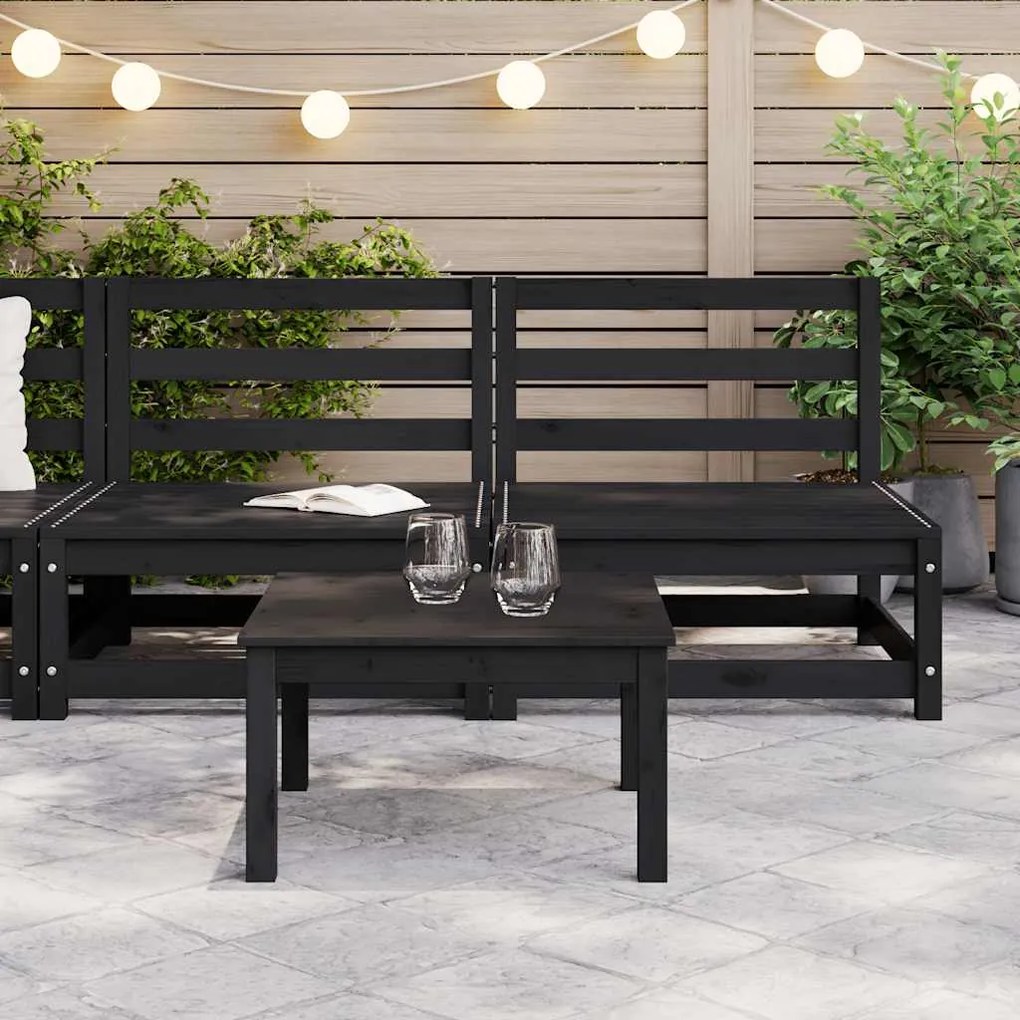 Sofás de centro para jardim 2 pcs madeira de pinho maciço preto