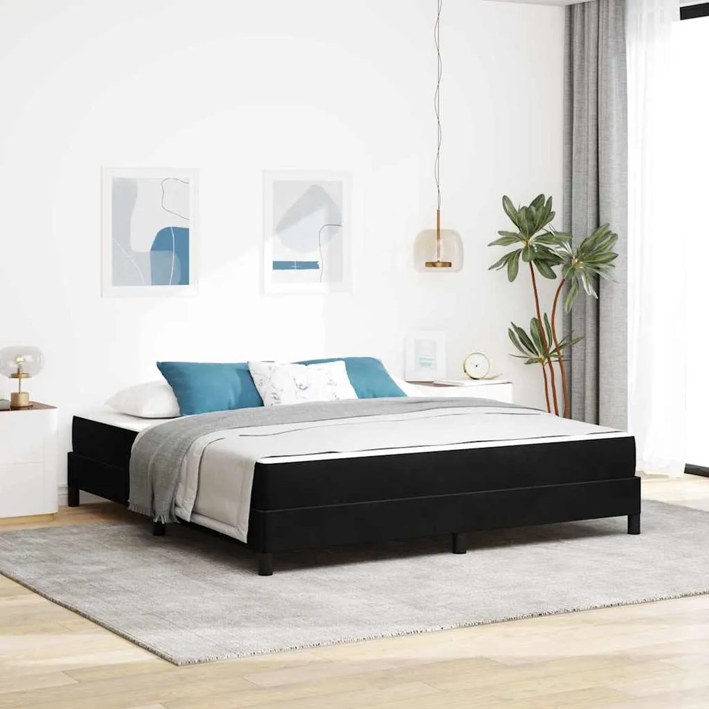 vidaXL Cama Box com colchão Preto 180 x 220 cm tecido