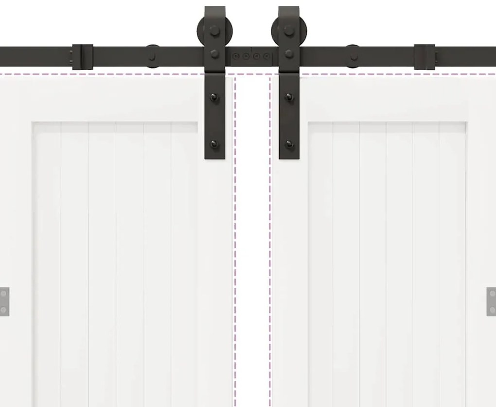 Kit de ferragens para porta deslizante 366 cm aço preto
