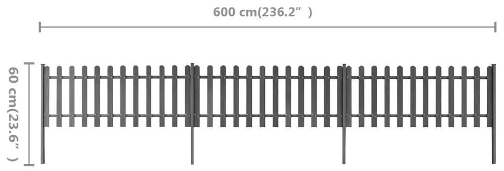 Cerca de estacas c/ postes 3 pcs 600x60 cm WPC