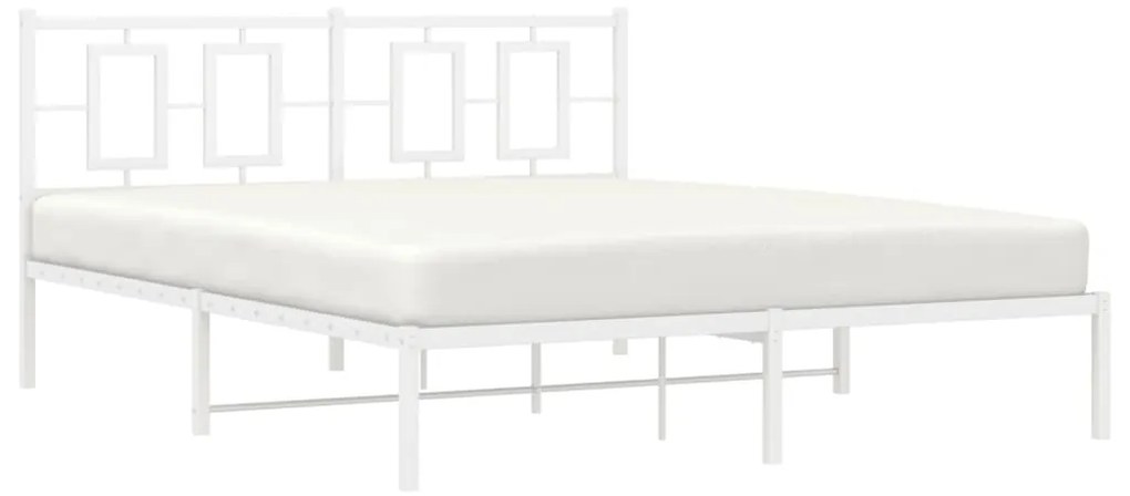 Estrutura de cama com cabeceira 160x200 cm metal branco