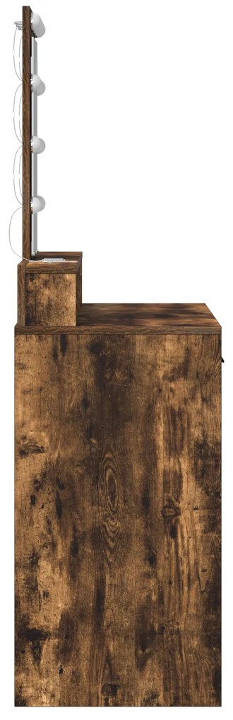 Mesa de Maquiagem vidaXL com Luzes LED Carvalho Fumado 100x41x140 cm