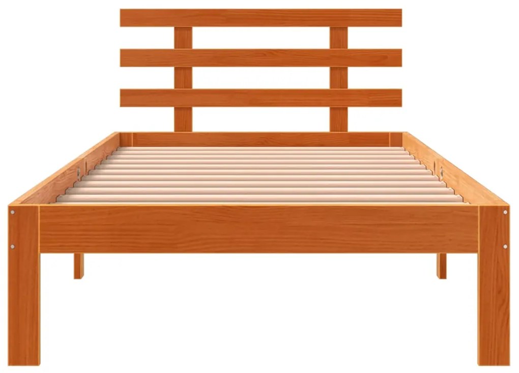 Cama sem colchão 90x200 cm pinho maciço castanho-mel