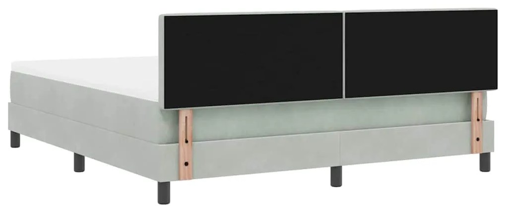 Cama Box Spring vidaXL com Colchão e Luz LED Cinzento Claro 180x200 cm