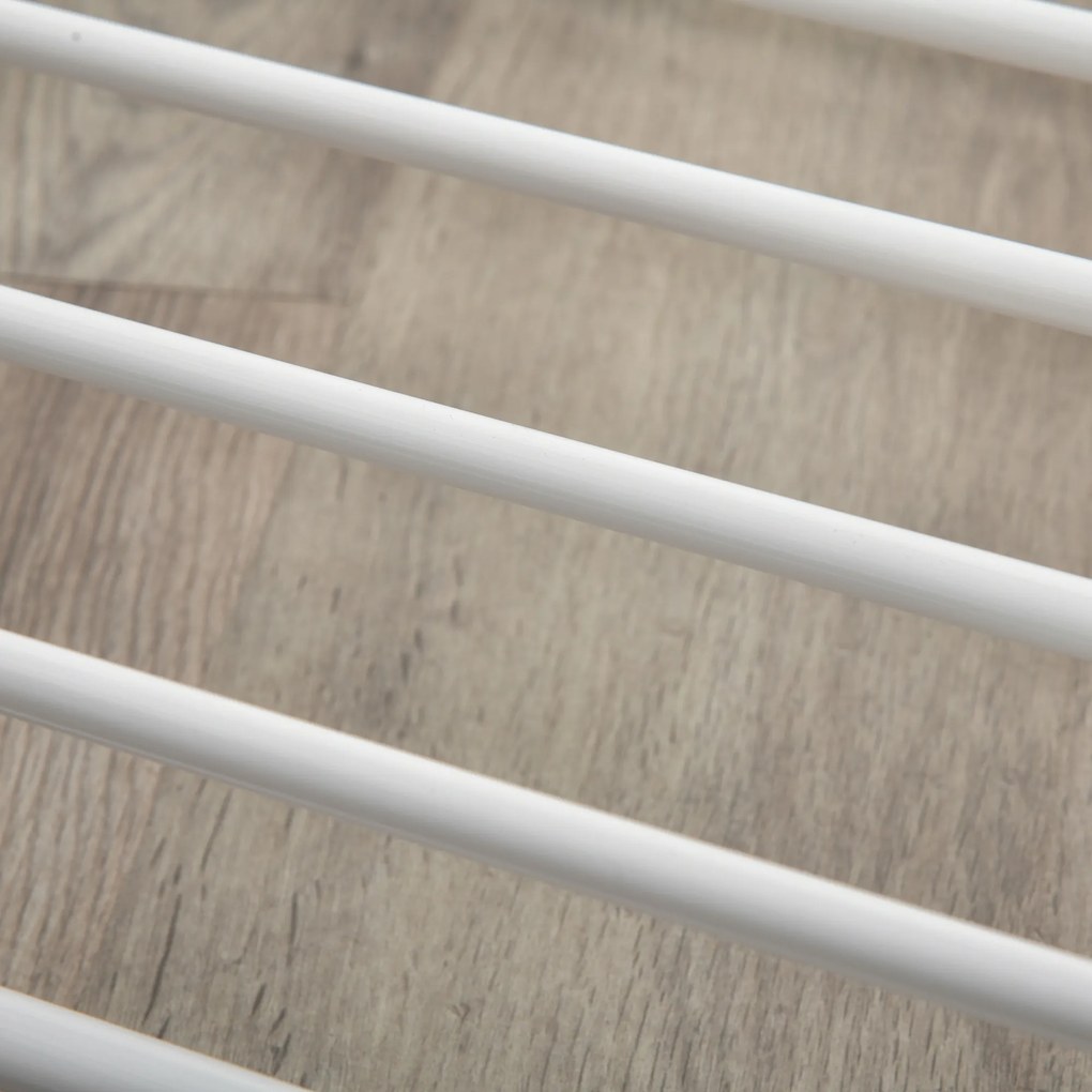 Cabideiro Dobrável para Roupa com Rodas Barras para Pendurar Extensíveis Altura Ajustável e 2 Prateleiras 88-157x50x95-160cm Branco