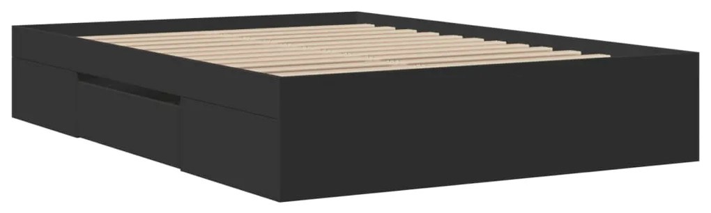 Estrutura de cama 140x190 cm derivados de madeira preto