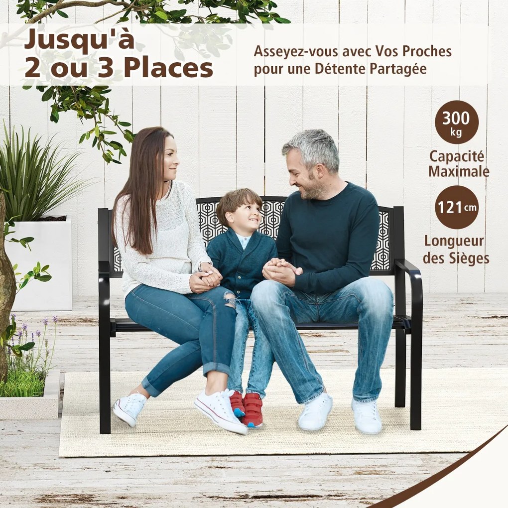 Banco de metal para área externa, estilo parque, banco de jardim para 2 a 3 pessoas, 128 cm, banco de metal para pátio, vermelho