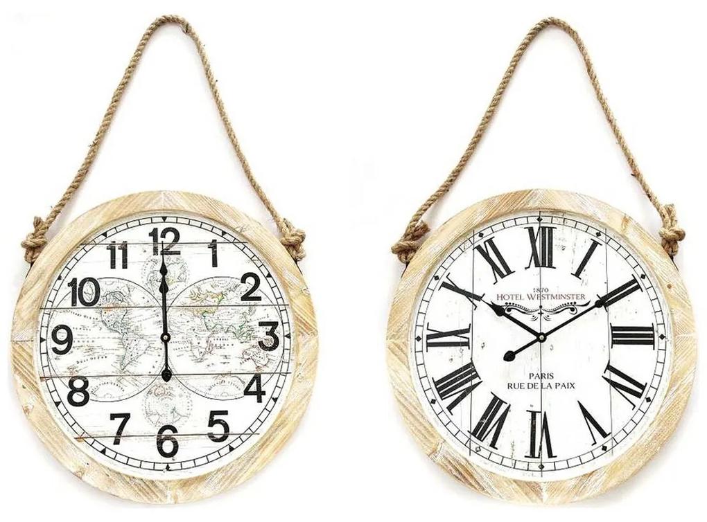 Relógio de Parede DKD Home Decor Corda Branco Madeira MDF (2 pcs) (50 x 4 x 50 cm)