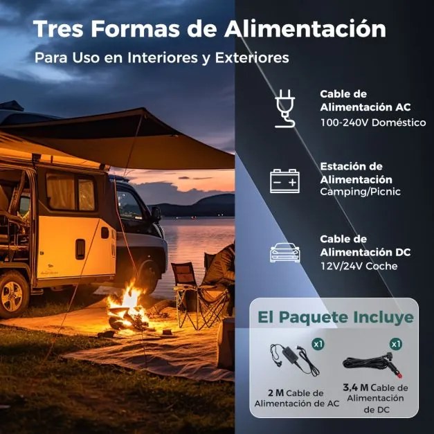 Gelaeira 40L 12V portátil com compressor (-20 ℃ ~ 20 ℃) para viagens, campismo preto
