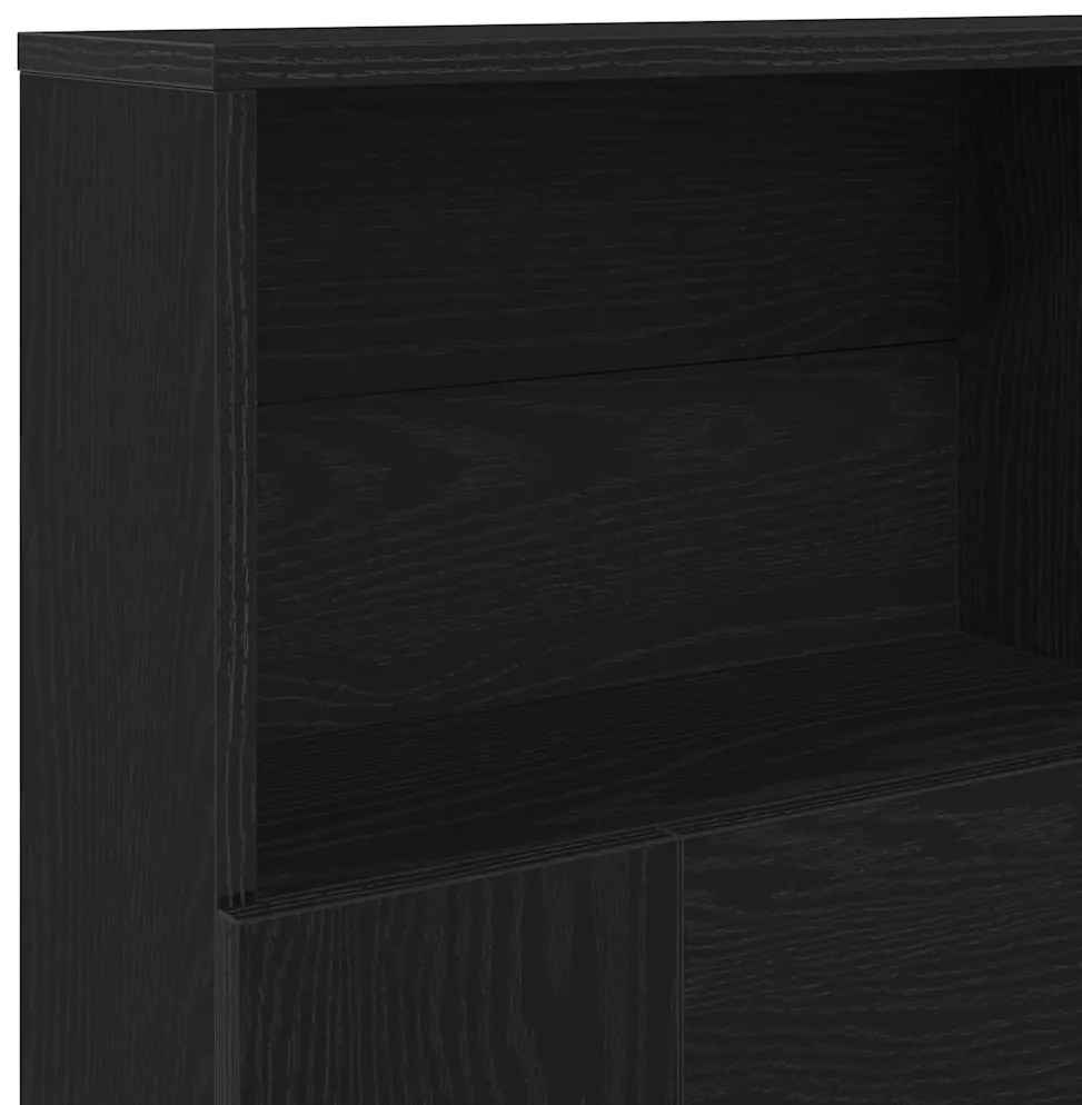 Cabideiro em Carvalho Preto - 160x19x103,5 cm, feito de madeira engenh