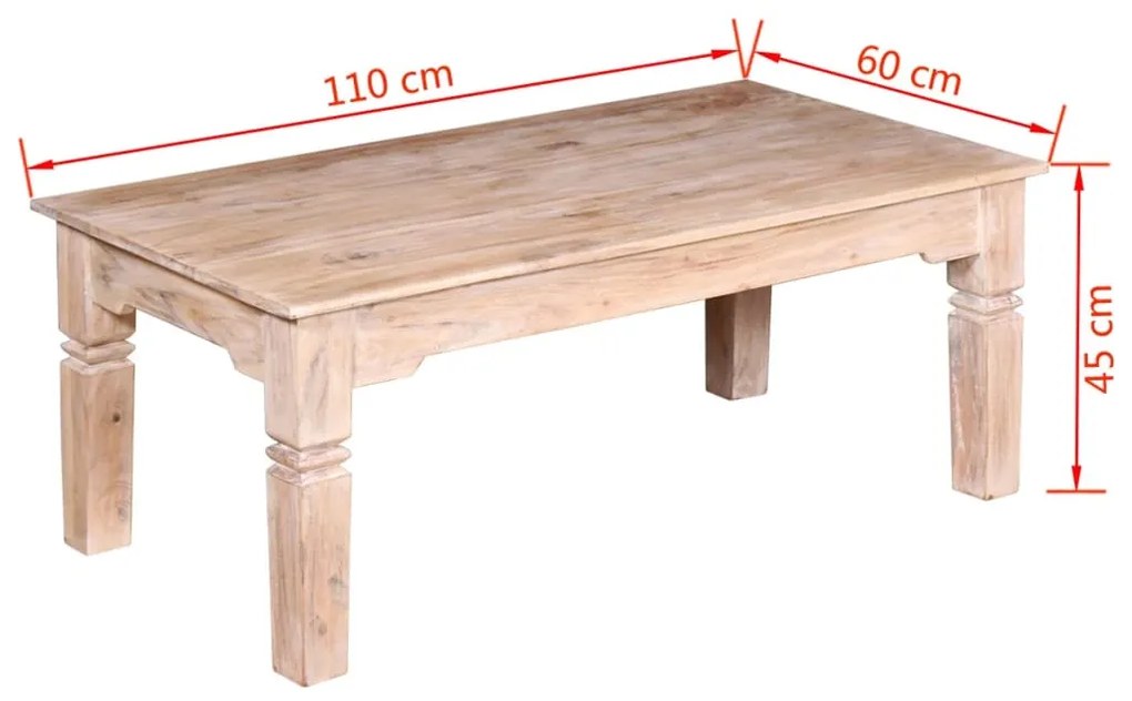 Mesa de centro em madeira de acácia 110x60x45 cm