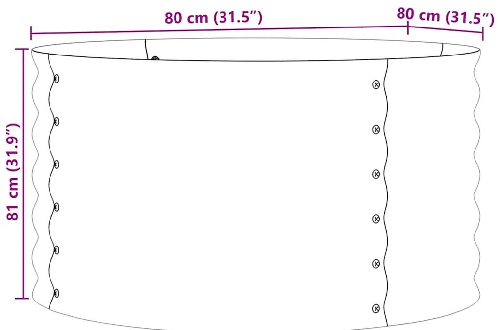 Cama Elevada para Jardim Castanha com Aparência de Madeira 80x80x44 cm