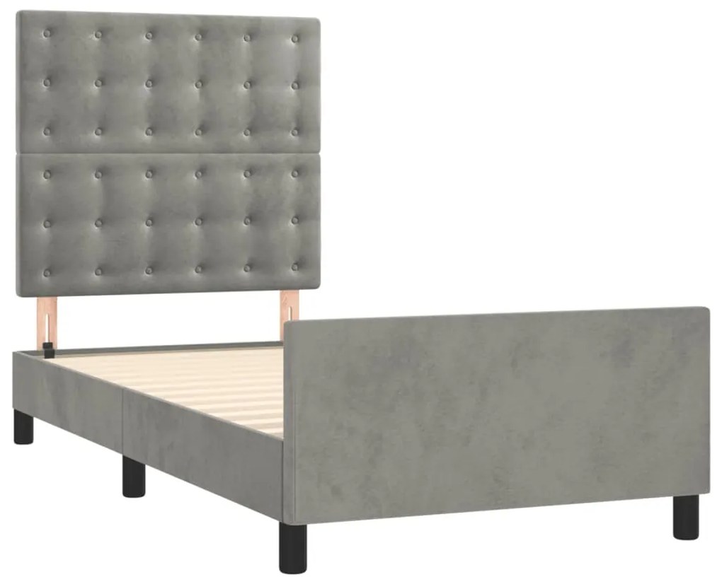 Estrutura de cama sem colchão 90x190 cm veludo cinzento-claro