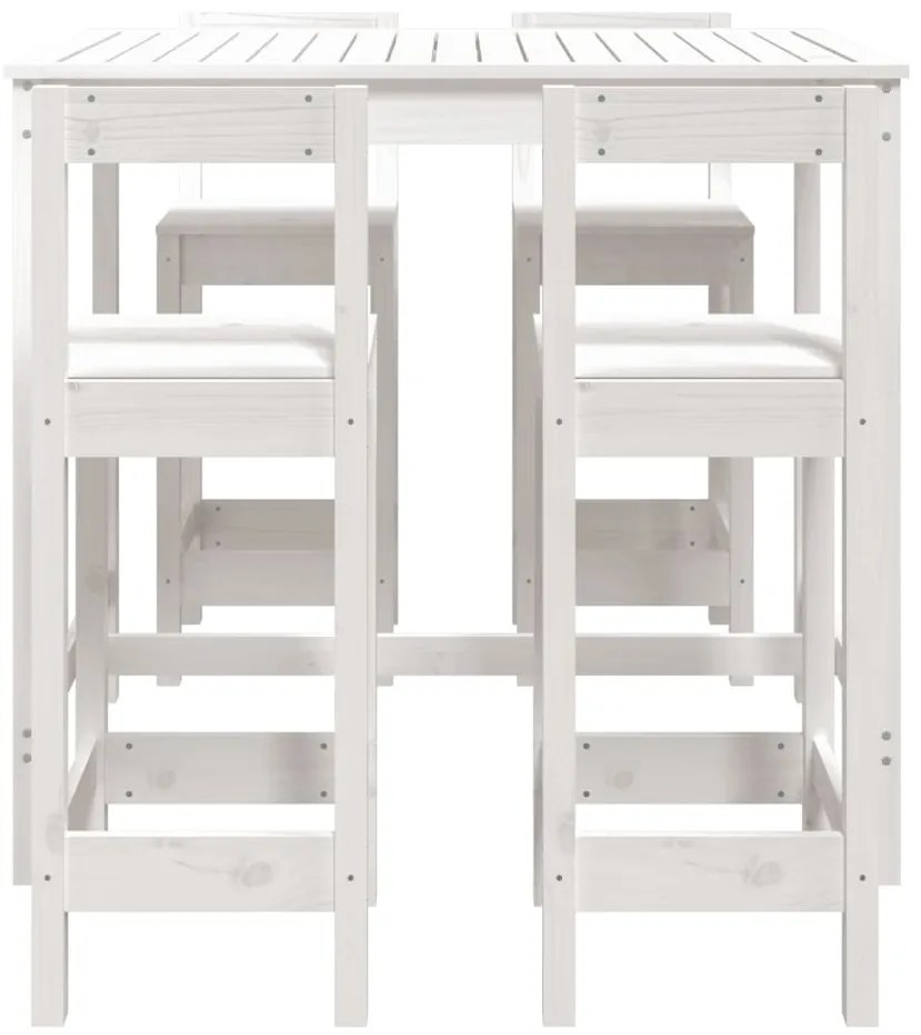 5 pcs conjunto de bar para jardim pinho maciço branco