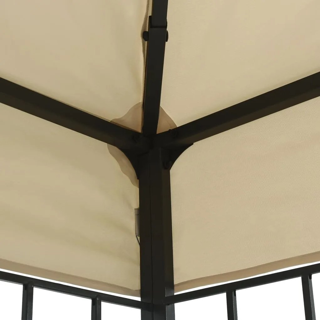 Gazebo com cordões de luzes LED 3x4 m cor creme